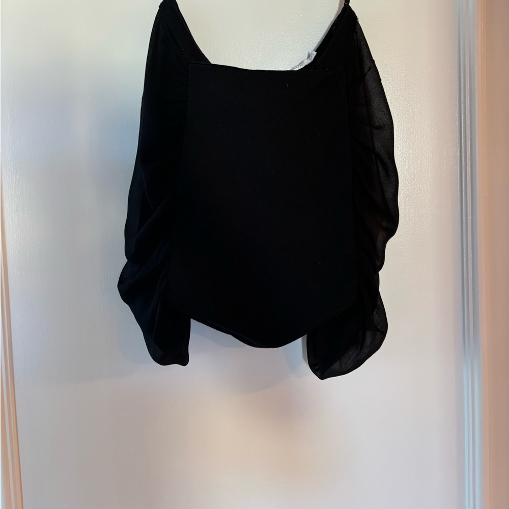 MINKPINK Black Asymmetrical Ruched Mini Skirt